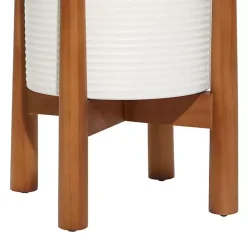 White Corrugated Iron and Wood Planters, Set of 2