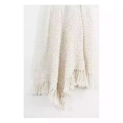 White Cotton Tassel Throw