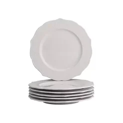 White Dahlia Embossed Side Plates, Set of 6