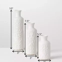 White Embossed Scrolling 3-pc. Vase Set