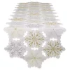 White Embroidered Snowflakes Table Runner