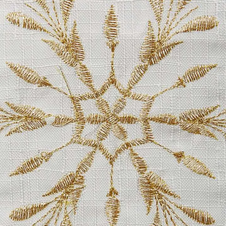 White Embroidered Snowflakes Table Runner