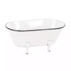 White Enamel Metal Tub Planter