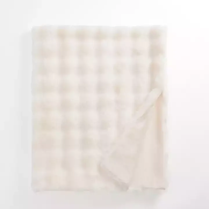 White Faux Fur Bubble Throw