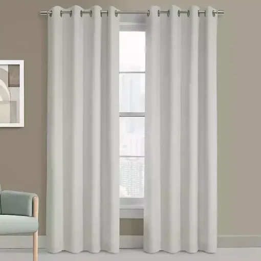 White Faux Suede Blackout Curtain Panel, 63 in.