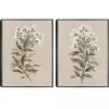 White Floral Stems Framed Canvas Prints, Set of 2