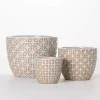 White Geometric Clay Planters, Set of 3