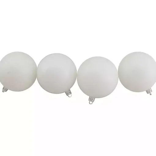 White Glitter Shatterproof Ornaments, Set of 60