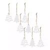 White Glitter Trees Christmas Ornaments, Set of 9