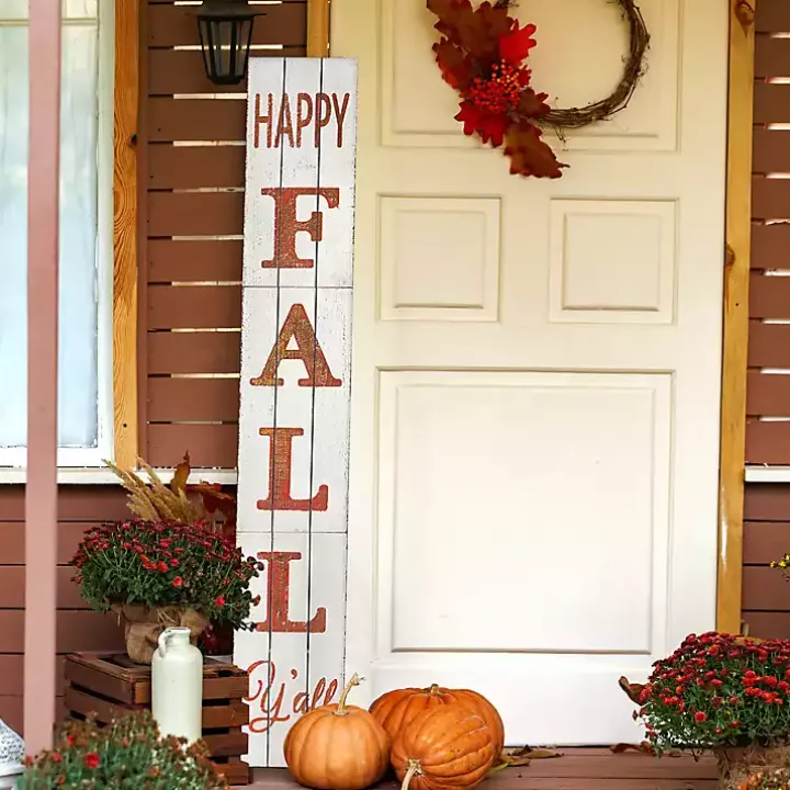White Happy Fall Ya'll Porch Board