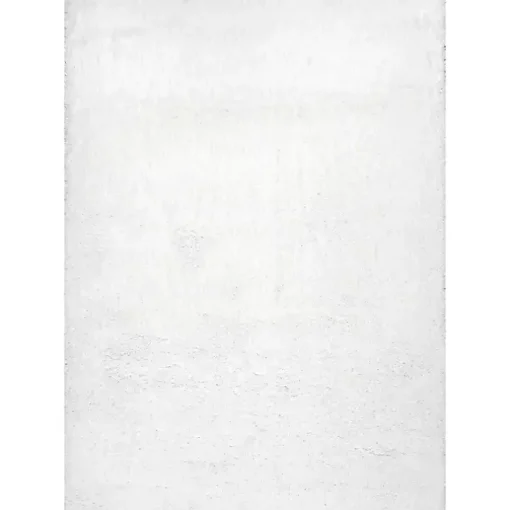 White Iliza Shag Area Rug, 5x8