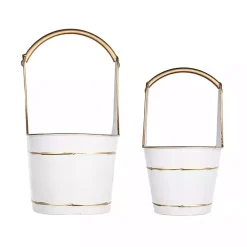White Iron Merry Christmas Baskets, Set of 2