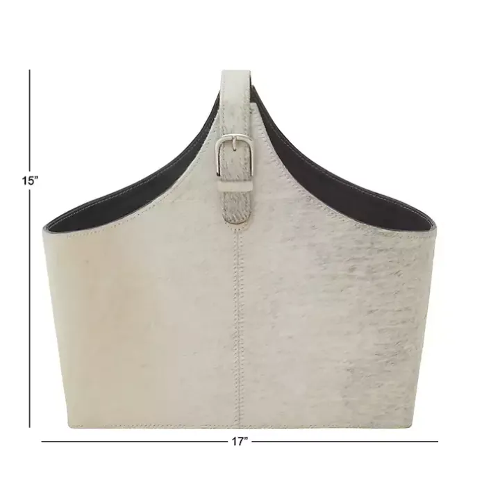 White Leather Textured Magazine Rack