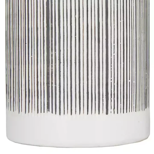 White Lined Ceramic Jars, Set of 2