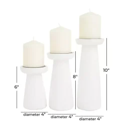 White Mango Wood 3-pc. Pillar Candle Holder Set