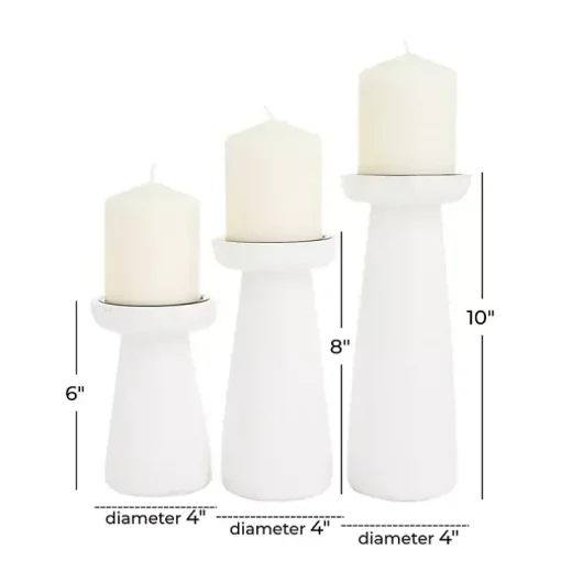 White Mango Wood 3-pc. Pillar Candle Holder Set