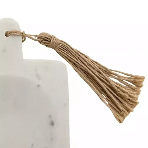 White Marble and Jute Spoon Rest