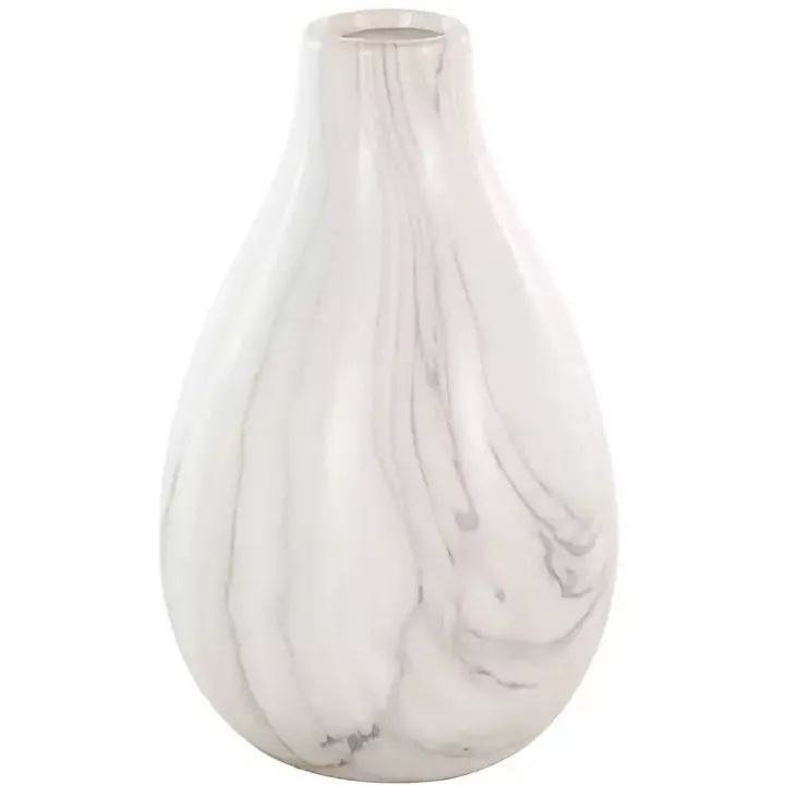 White Marble Ceramic Vases, Set of 3