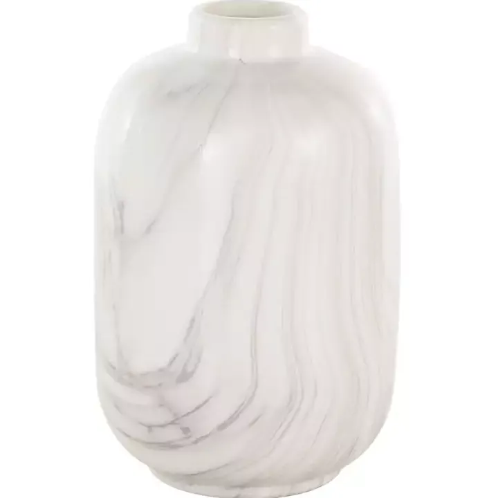 White Marble Ceramic Vases, Set of 3
