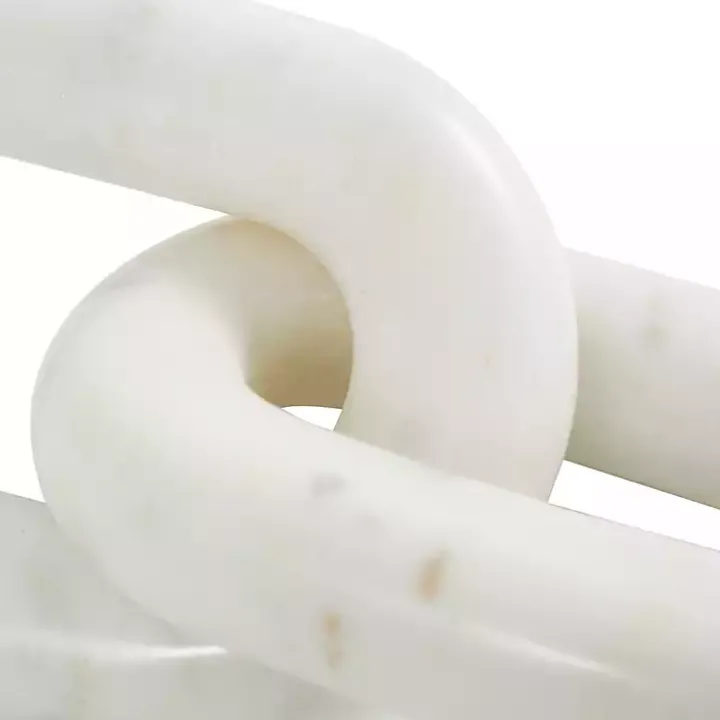 White Marble 2-Link Chain Sculpture