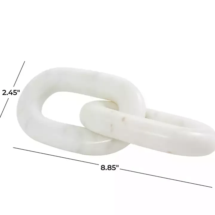White Marble 2-Link Chain Sculpture