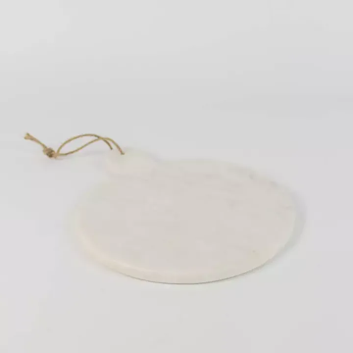 White Marble Round Cutting Board with Jute Hanger