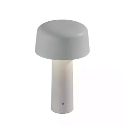 White Metal Dome Frosted Light Cordless Table Lamp