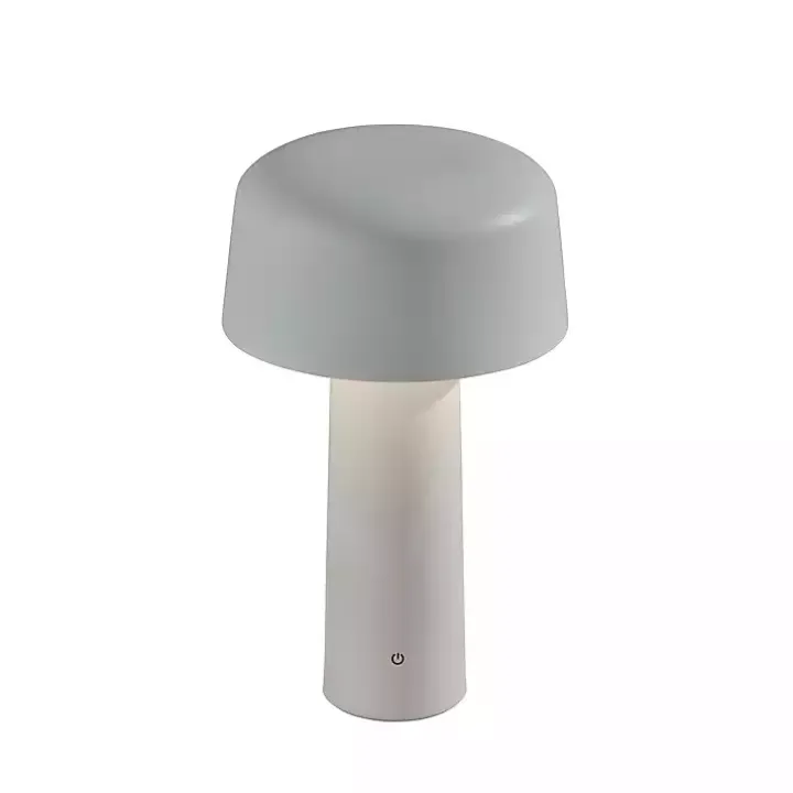 White Metal Dome Frosted Light Cordless Table Lamp