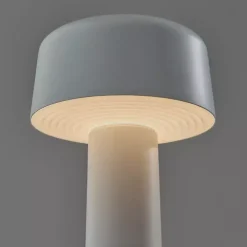 White Metal Dome Frosted Light Cordless Table Lamp