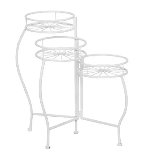 White Metal Starburst 3-Tier Plant Stand