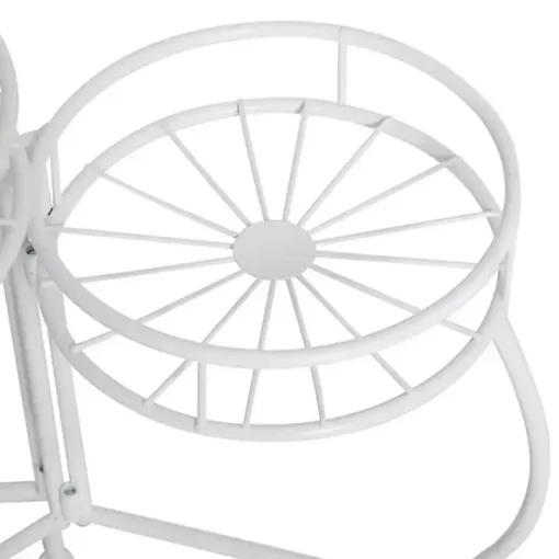 White Metal Starburst 3-Tier Plant Stand