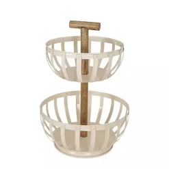 White Metal 2-Tier Kitchen Basket