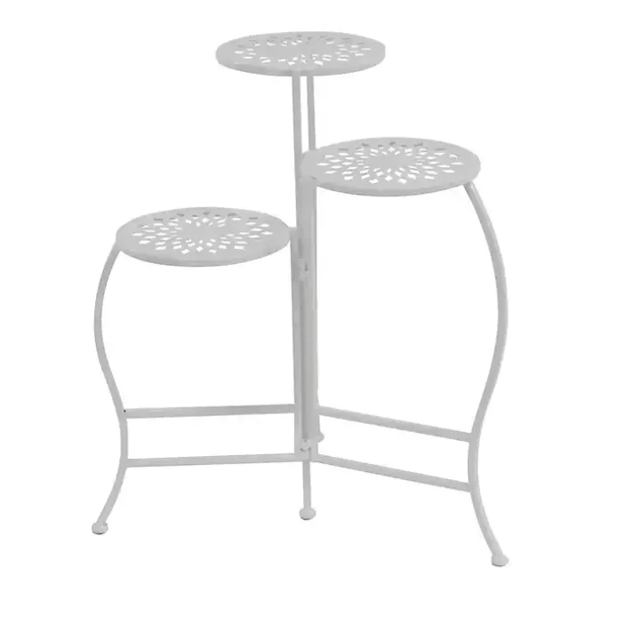 White Metal 3-Tier Plant Stand