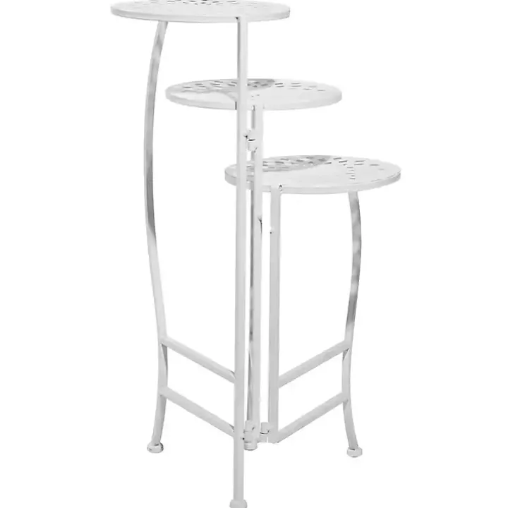 White Metal 3-Tier Plant Stand