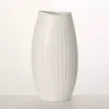 White Modern Ribbed Ceramic Vase