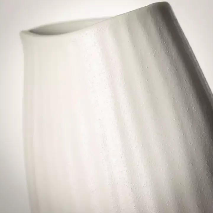 White Modern Ribbed Ceramic Vase