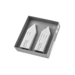 White Porcelain House Shaped Salt & Pepper Shakers