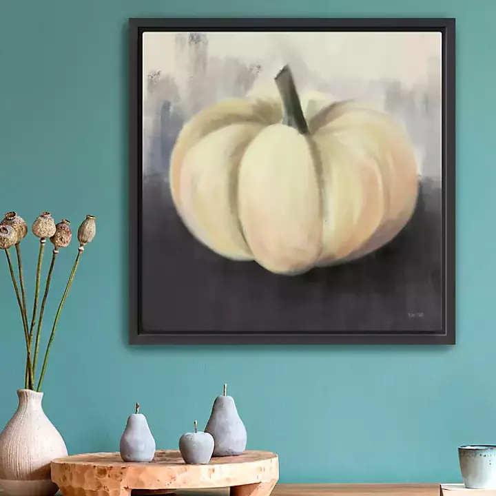 White Pumpkin Framed Giclee Canvas Art Print