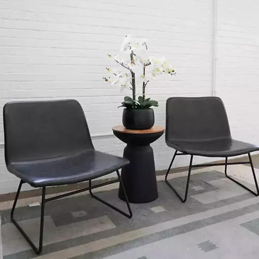 White Real Touch Orchid Arrangement in Black Pot