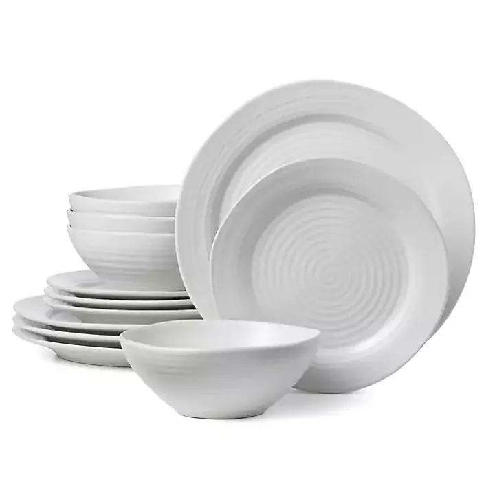 White Ridge 12-pc. Stoneware Dinnerware Set