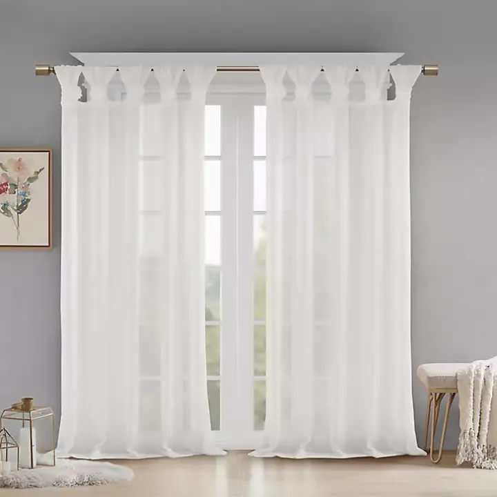 White Rosette Tab Top Curtain Panel, 95 in.