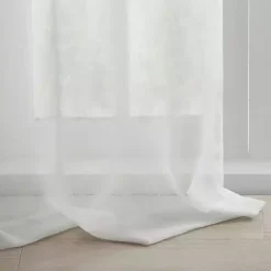 White Rosette Tab Top Curtain Panel, 63 in.