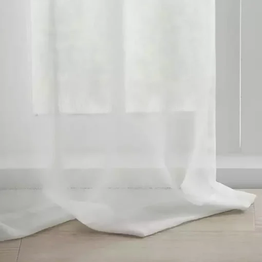 White Rosette Tab Top Curtain Panel, 63 in.