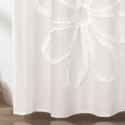 White Ruffle Flower Shower Curtain