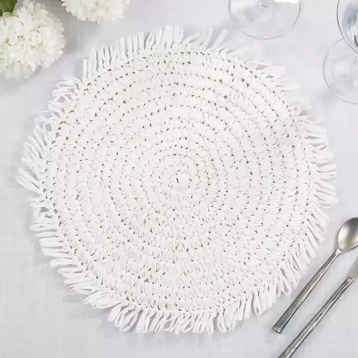 White Rustic Raffia Placemats, Set of 4