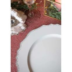 White Scalloped Beaded Rim Chargers, Set of 4