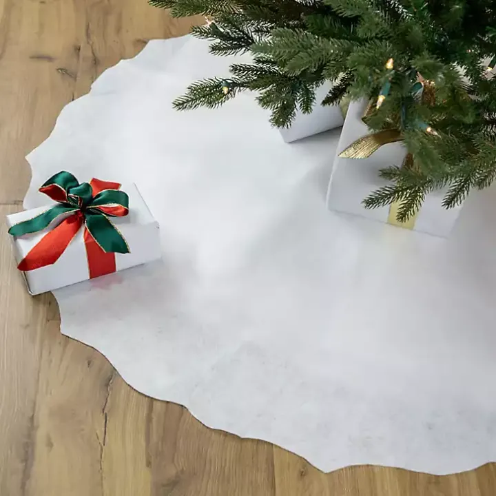 White Scalloped Christmas Tree Skirt, 48 in.