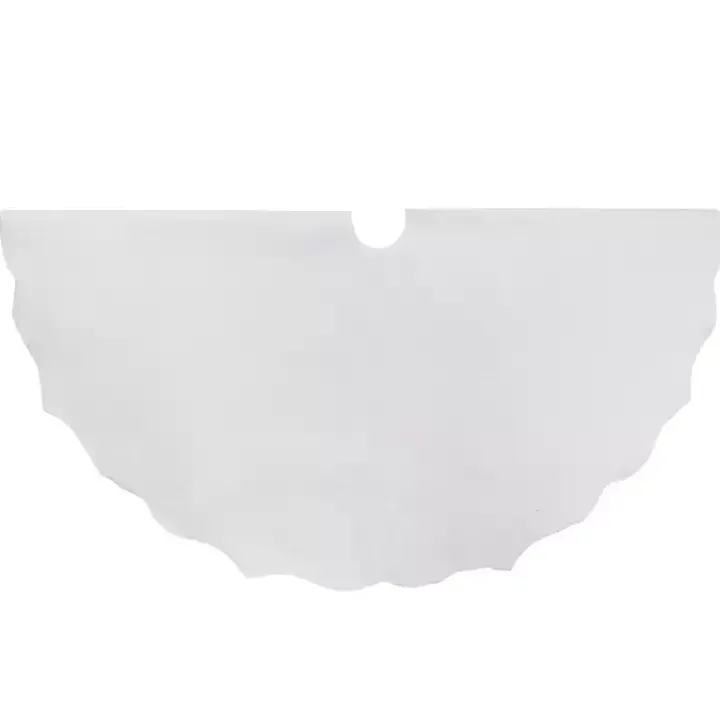 White Scalloped Christmas Tree Skirt, 48 in.