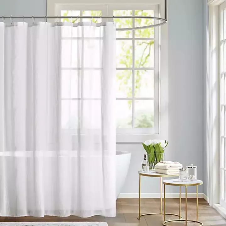 White Sheer Shower Curtain