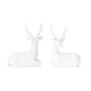 White Sitting Reindeer Statues, Set of 12